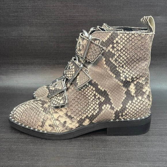 Steve Madden ReCharge Ankle Boots Booties Buckle slip on snake print shoes - Picture 6 of 11